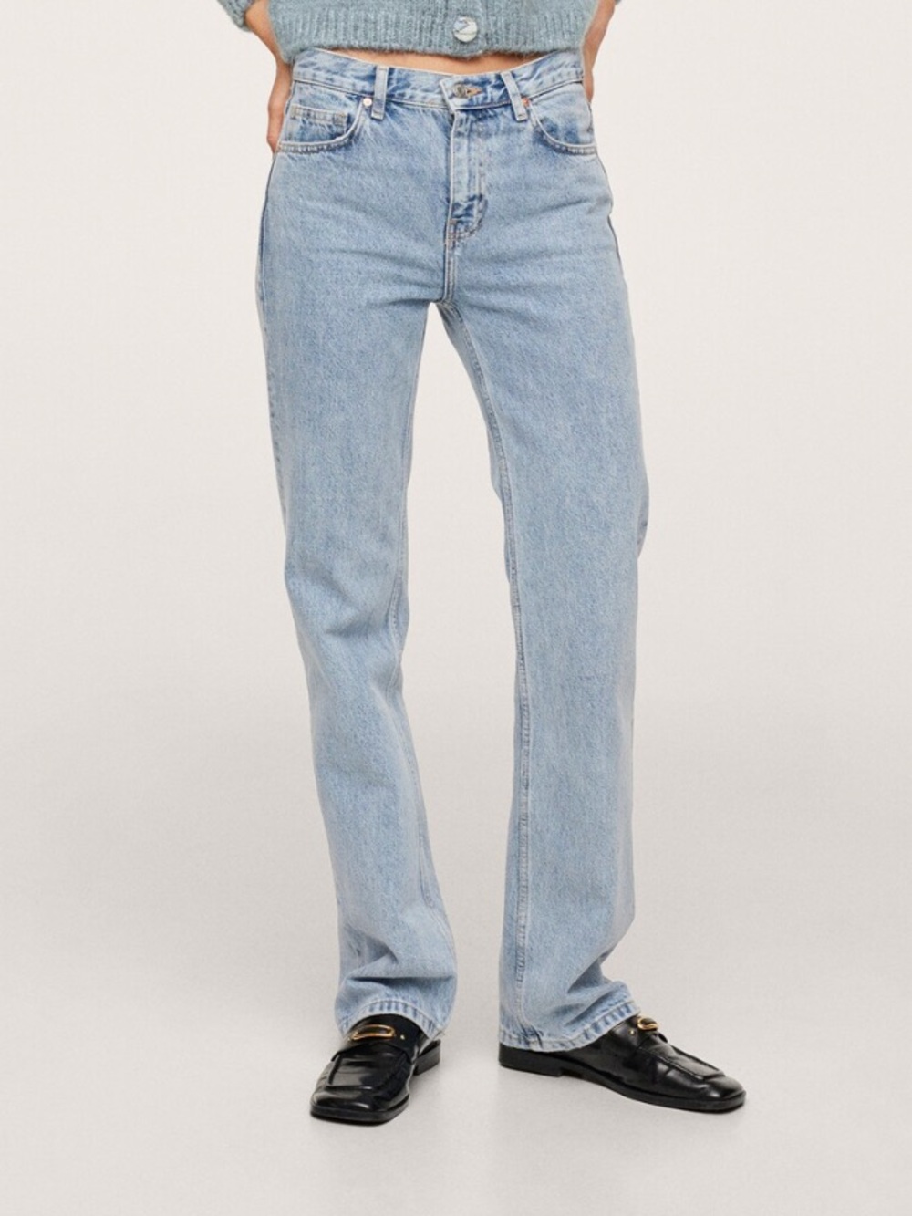 Mango Straight-Leg Jeans-Classic Light Blue